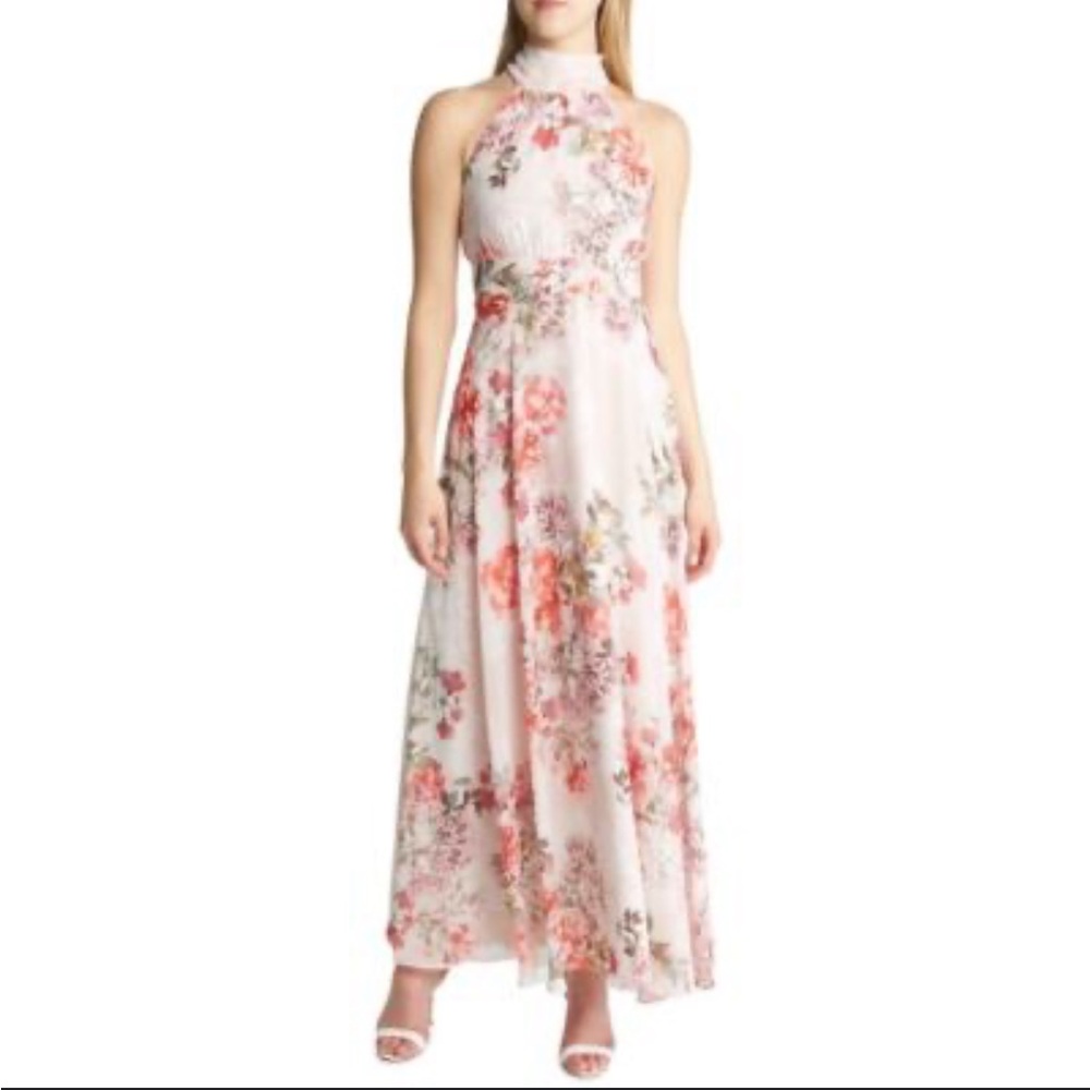 Eliza J Floral Halter Neck Maxi Dress